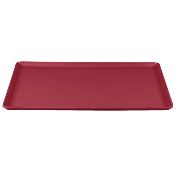 A red rectangular Cambro dietary tray.