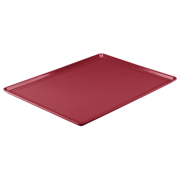 A red rectangular Cambro dietary tray.
