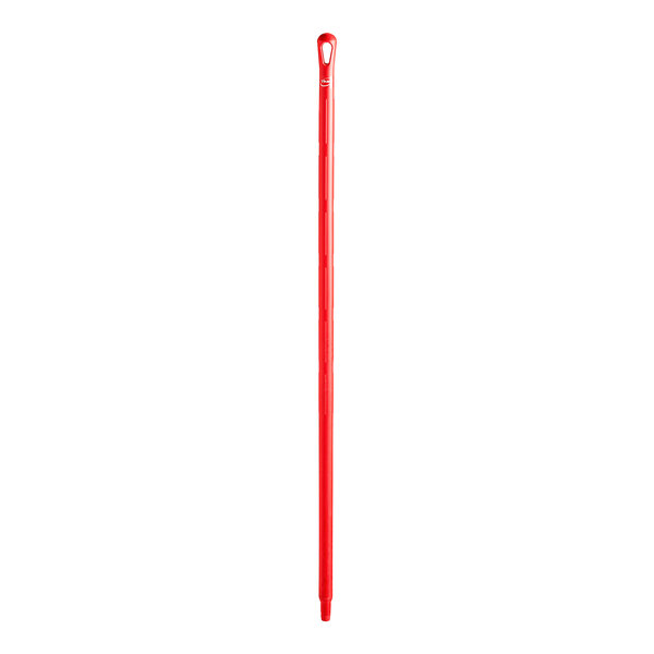 A red plastic Vikan Ultra-Hygienic handle.