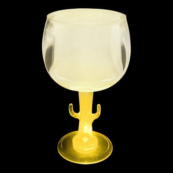 A customizable yellow plastic cactus stem goblet with a yellow LED light.