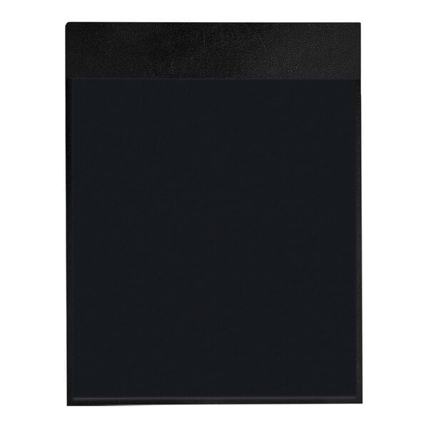 A black rectangular menu board with a black edge.