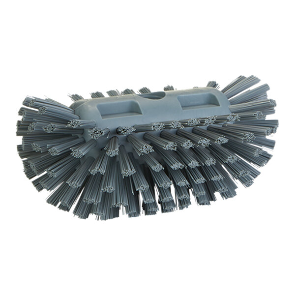 A close-up of a Vikan gray tank brush head with stiff bristles.