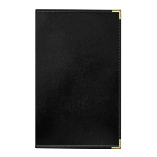 A black rectangular H. Risch, Inc. Tuxedo leather menu cover.