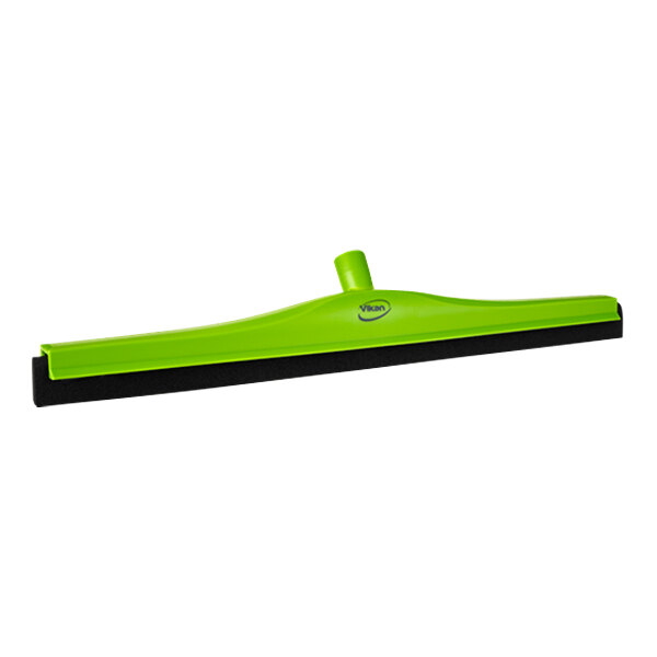 A green and black Vikan floor squeegee.