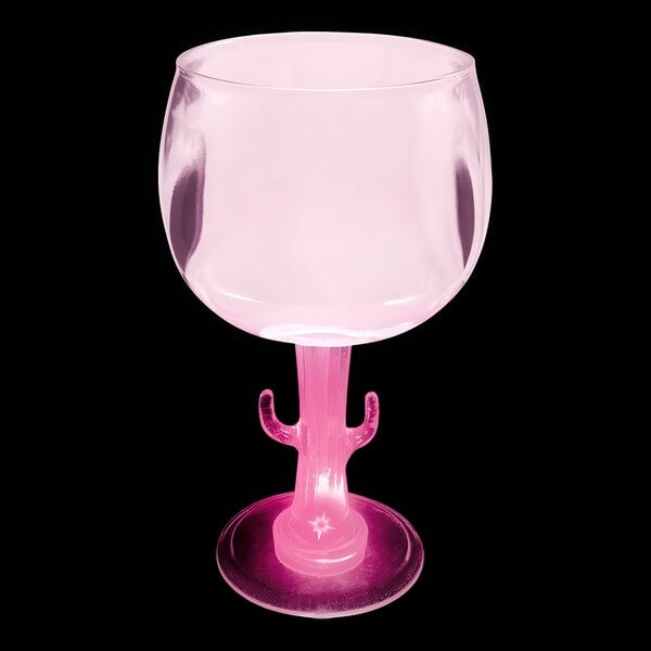 A customizable pink plastic cactus stem goblet.