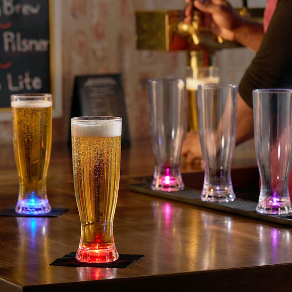 22 oz. Customizable Plastic Pilsner Cup with Purple LED Light - 25/Case