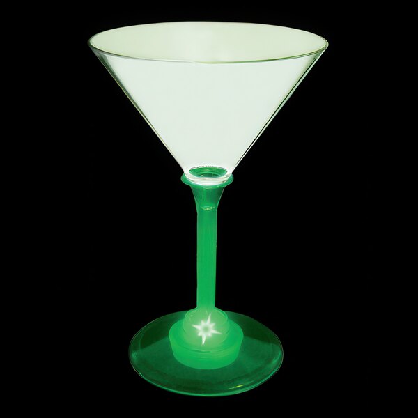 A customizable green plastic martini glass with a green LED light.