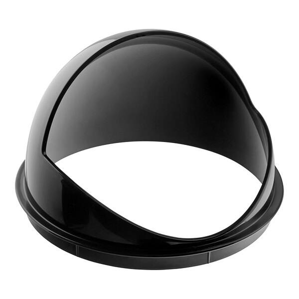 A black plastic splash guard with a clear dome.