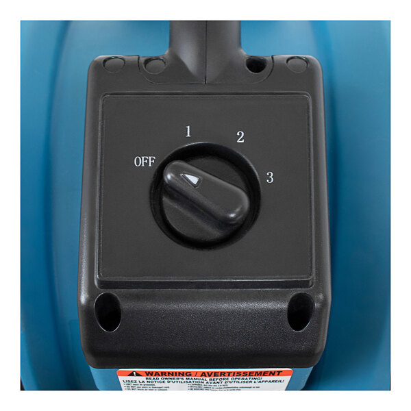 A black XPOWER portable air circulator with a switch and handle.