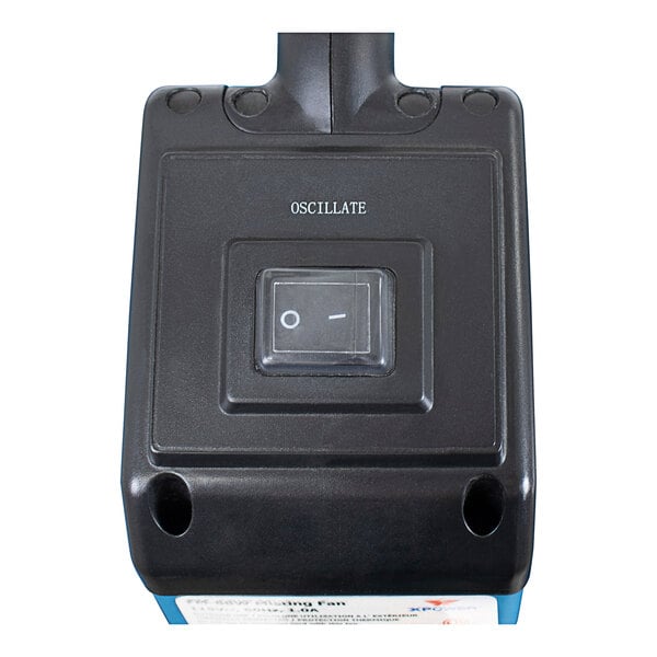 A close up of the black and white switch on an XPOWER Portable Misting Fan.