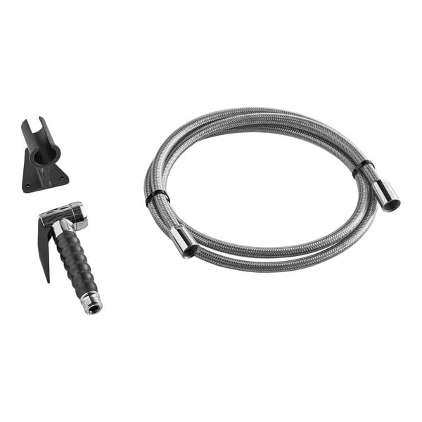 A Cooking Performance Group electric combi oven with a hose and hose clamp.