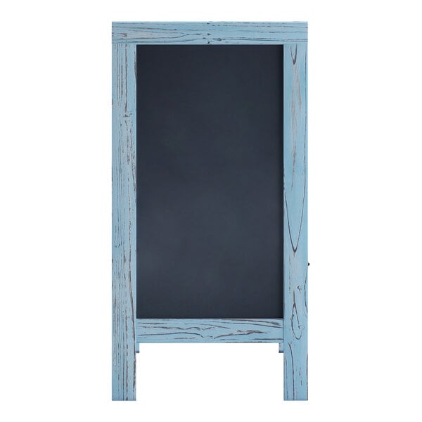 A chalkboard in a blue frame.