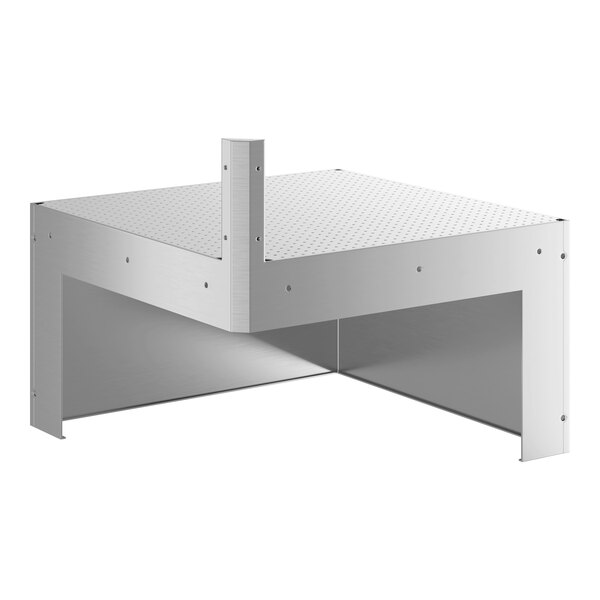 A Regency metal corner shelf with a metal base.