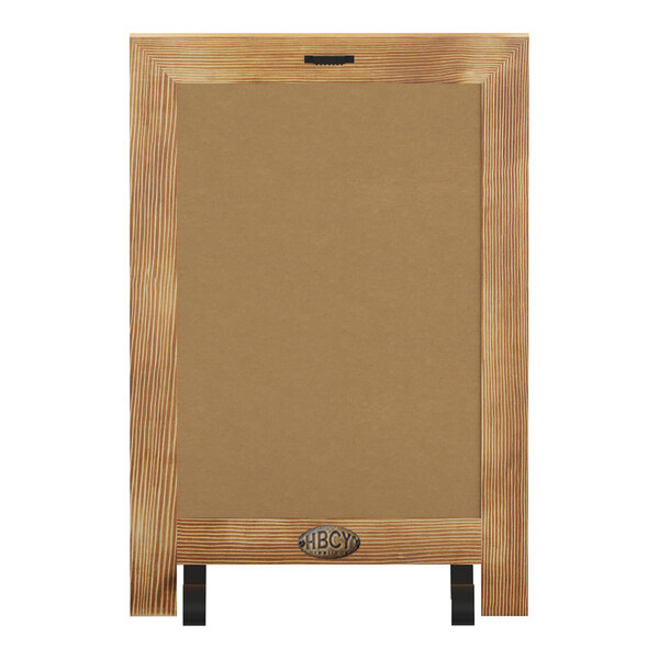 A Flash Furniture wooden chalkboard with a torched wood frame and brown board.