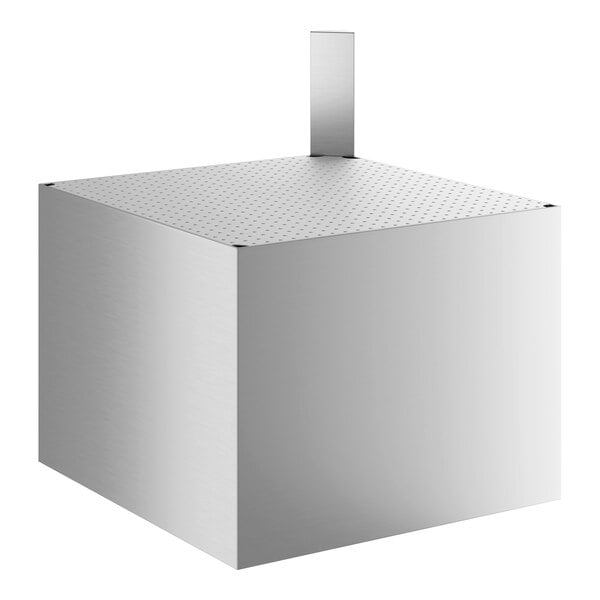 A metal object with a square base.