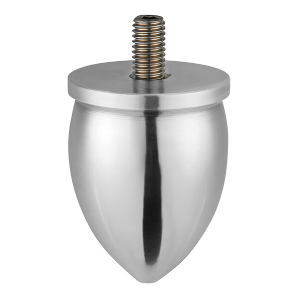 A silver metal screw cap with a screw on the end.