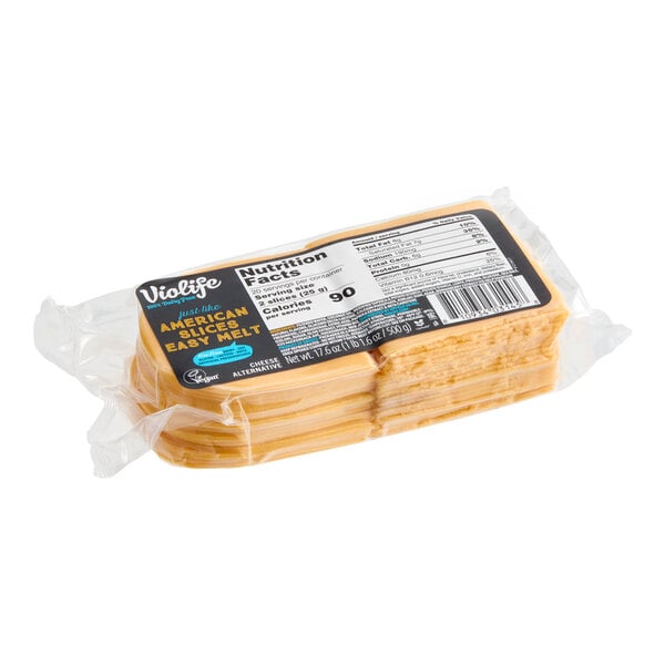 A package of Violife Just Like Easy Melt American vegan cheese slices.