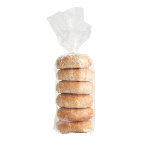 A clear plastic bag of Original Bagel New York Style Honey Wheat Bagels.