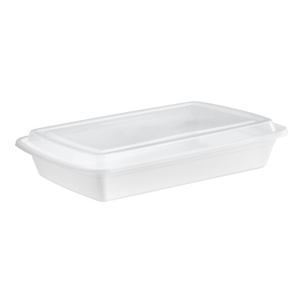 A white rectangular Choice plastic container with lid.