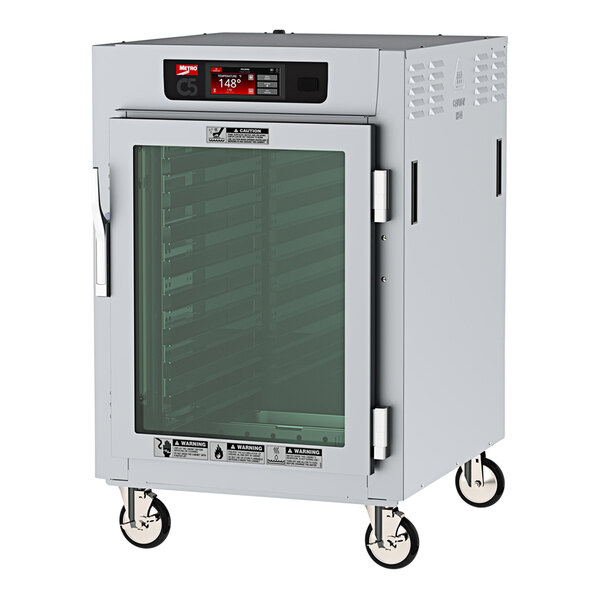 A Metro C5 8 Series heated holding cabinet with clear doors.