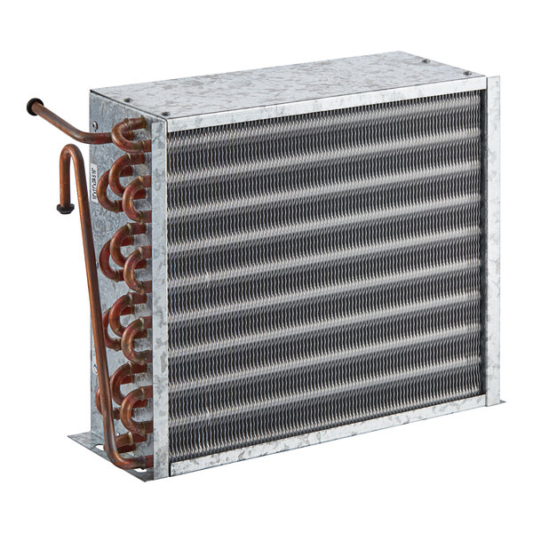 A MainStreet Equipment condenser coil, a metal box with copper pipes inside.