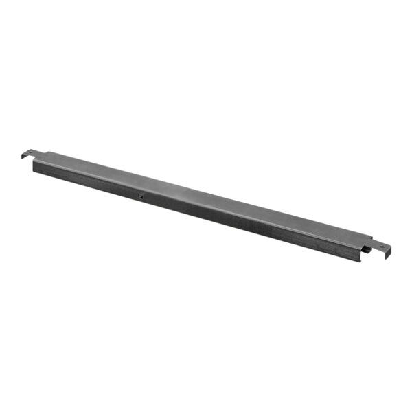 An Interlake Mecalux black metal double-flanged pallet rack support.