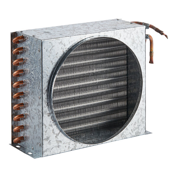 A MainStreet Equipment condenser coil with copper pipes.