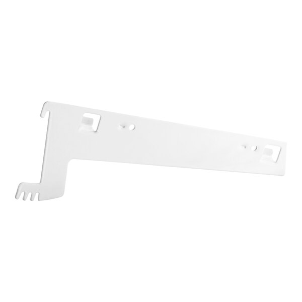 A white plastic Avantco Refrigeration shelf bracket.