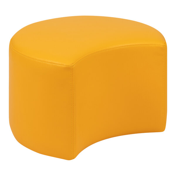 A yellow leather Flash Furniture Nicholas moon ottoman with a curved top.