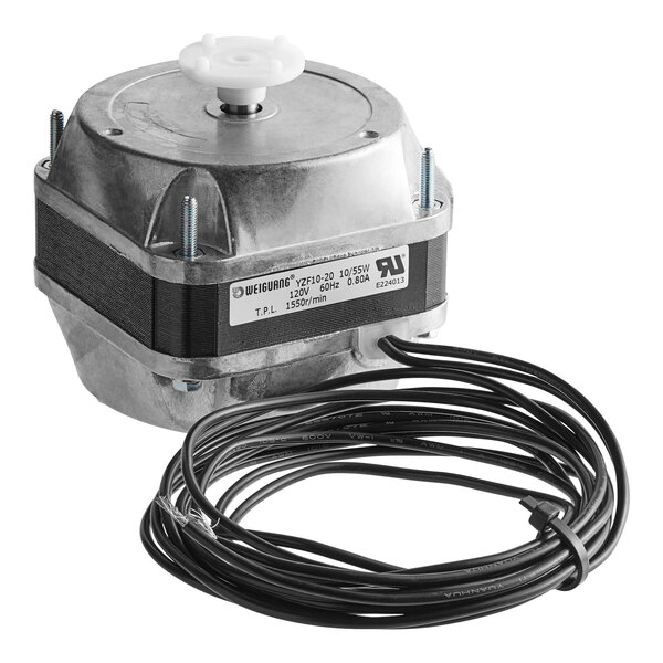 An Avantco condenser fan motor with wires attached.