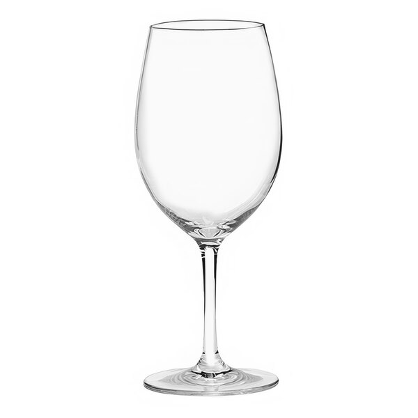 A clear Franmara Tritan plastic white wine glass.