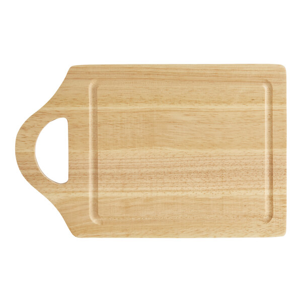 A Franmara rubberwood cheese and cutting board with a handle.