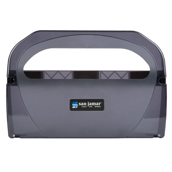 A black rectangular plastic box with a handle and a San Jamar logo.