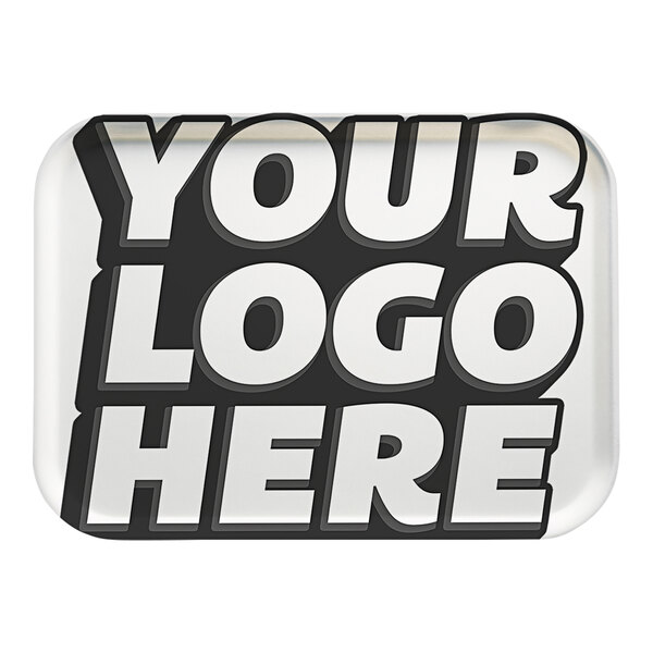 A white Cambro rectangular tray with the words "Your Logo Here" in black.