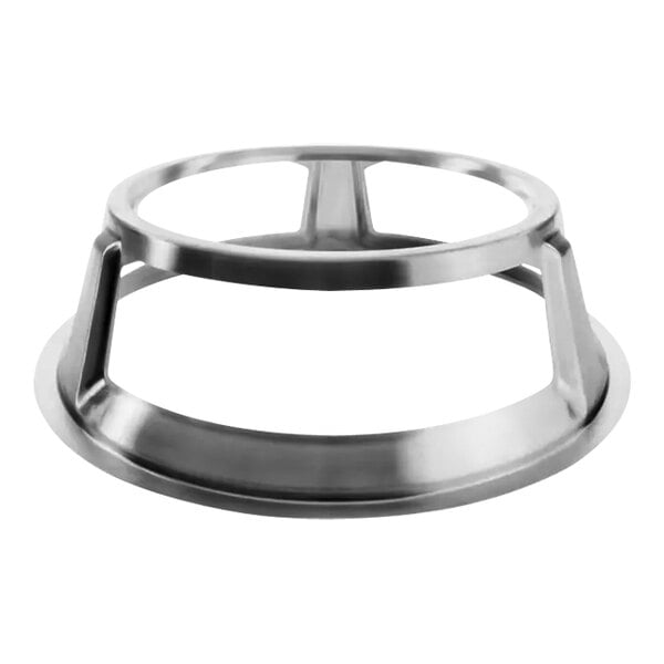 A Solo Stove Yukon 2.0 stainless steel ring with a round base and holes.