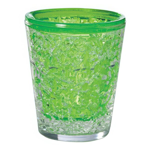 A Franmara green shot glass with green freezer gel inside.