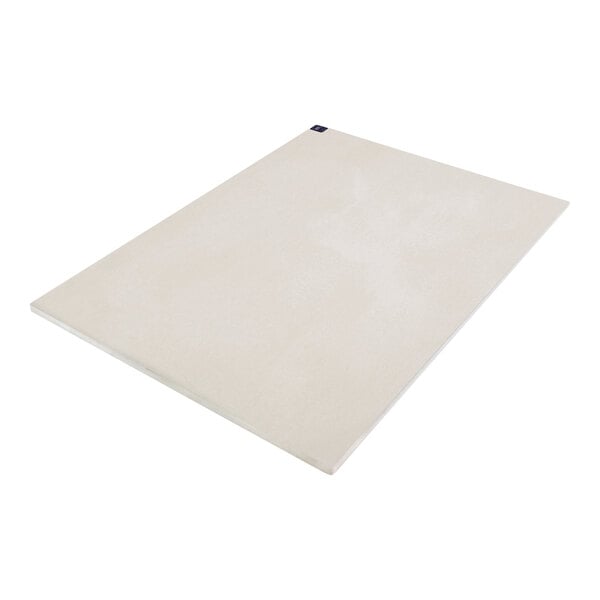 A white rectangular rubber cutting board with a blue NoTrax label.