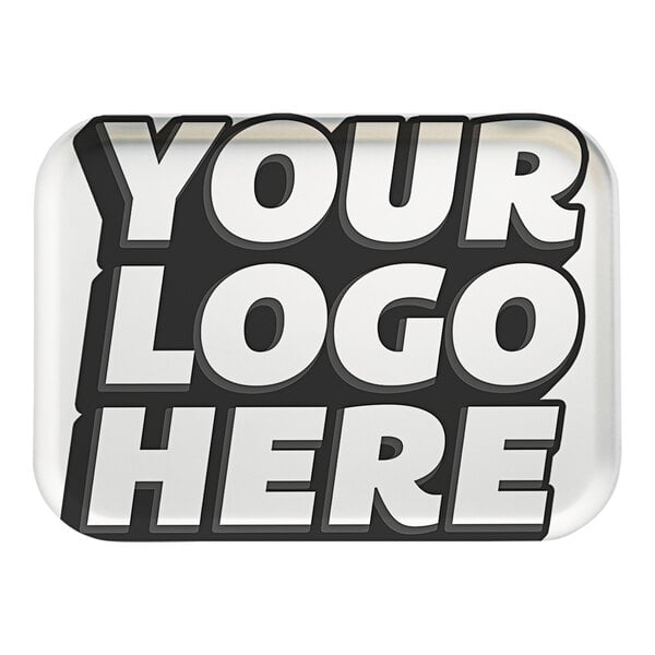 A white Cambro rectangular fiberglass tray with the words "Your Logo Here" in black.