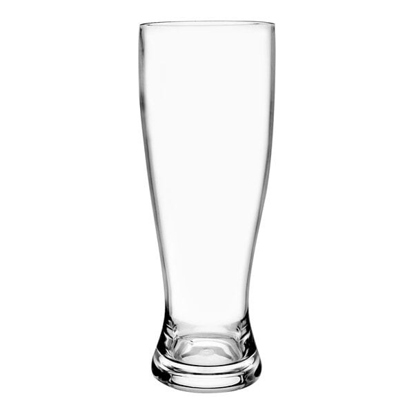 A clear Franmara Tritan plastic Pilsner glass.