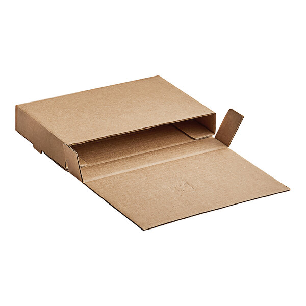 A brown cardboard box for 2-piece 1 lb. candy box with a lid open.