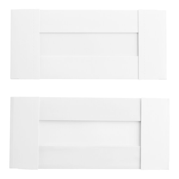 A set of two white rectangular candy boxes with simple, clean lines.