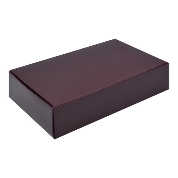 A maroon rectangular candy box.