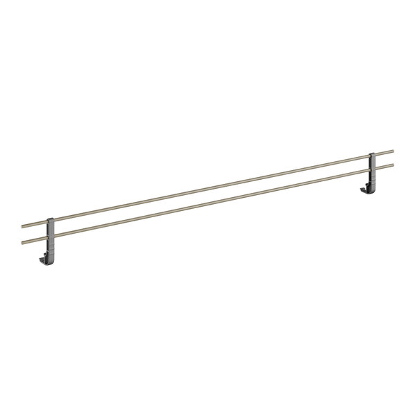 A white Cambro metal shelf rail with two metal rods.