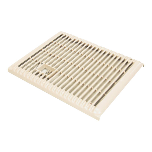 A white plastic square vent panel with two square holes.
