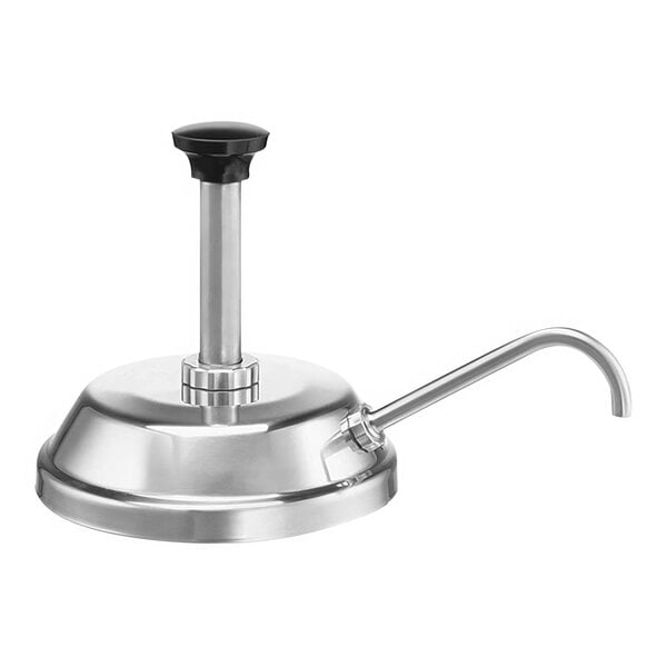 A Server stainless steel condiment pump for #10 cans with a black handle.