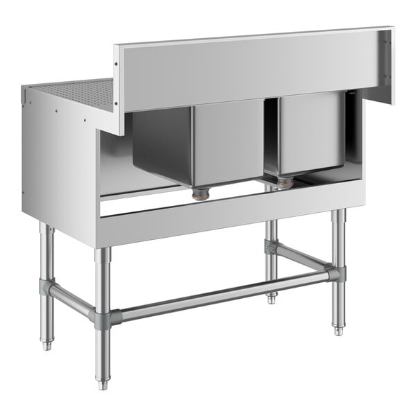 Regency Spec Line 24" x 36" Two Bowl Underbar Sink with 12" Right Drainboard and Faucet