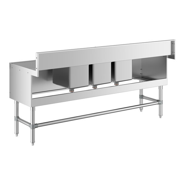 Regency Spec Line 24" x 72" Three Bowl Underbar Sink with Two 18" Drainboards and Faucet