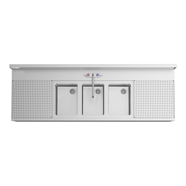 Regency Spec Line 24" x 72" Three Bowl Underbar Sink with Two 18" Drainboards and Faucet