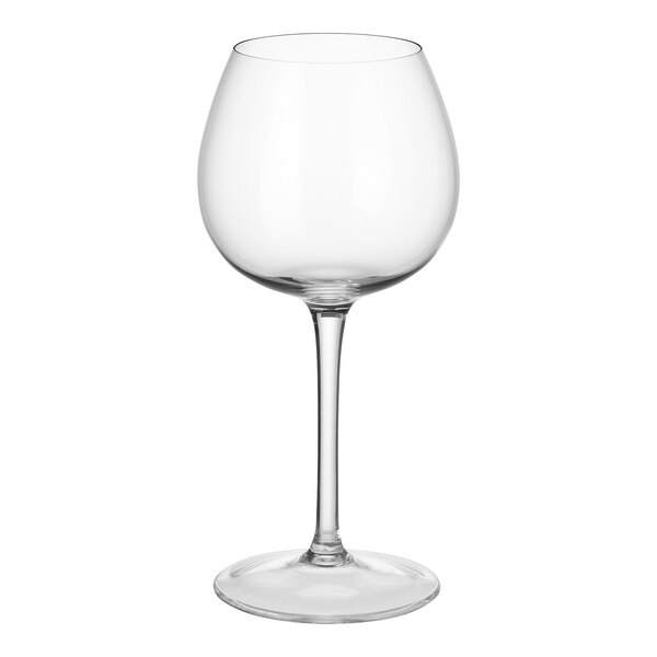 A close-up of a Villeroy & Boch white wine glass with a clear stem.