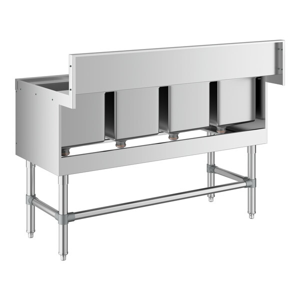 A Regency stainless steel underbar sink with four bowls.